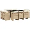 Image de vidaXL Ensemble à manger de jardin et coussins 11 pcs beige poly rotin