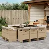 Image de vidaXL Ensemble à manger de jardin et coussins 11 pcs beige poly rotin