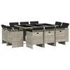 Image de vidaXL Ensemble à manger de jardin 11pcs avec coussins gris poly rotin