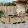 Image de vidaXL Ensemble à manger de jardin et coussins 11 pcs mélange beige