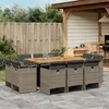 Image de vidaXL Ensemble à manger de jardin 11pcs avec coussins gris poly rotin
