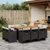 Image de vidaXL Ensemble à manger de jardin 11 pcs coussins noir résine tressée