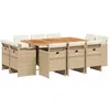Image de vidaXL Ensemble à manger de jardin et coussins 11 pcs beige poly rotin