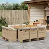 Image de vidaXL Ensemble à manger de jardin et coussins 11 pcs beige poly rotin