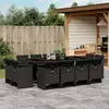 Image de vidaXL Ensemble à manger de jardin 13 pcs coussins noir résine tressée