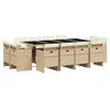 Image de vidaXL Ensemble à manger de jardin et coussins 13 pcs beige