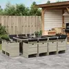 Image de vidaXL Ensemble à manger de jardin et coussins 13 pcs gris clair rotin