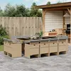 Image de vidaXL Ensemble à manger de jardin coussins 13 pcs mélange beige rotin