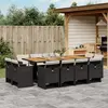 Image de vidaXL Ensemble à manger de jardin 13 pcs coussins noir résine tressée