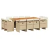 Image de vidaXL Ensemble à manger de jardin et coussins 13 pcs beige