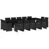 Image de vidaXL Ensemble à manger de jardin 15 pcs coussins noir résine tressée