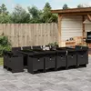 Image de vidaXL Ensemble à manger de jardin 15 pcs coussins noir résine tressée