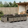 Image de vidaXL Ensemble à manger de jardin 15 pcs coussins gris résine tressée