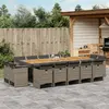 Image de vidaXL Ensemble à manger de jardin 15 pcs coussins gris résine tressée