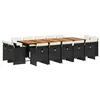 Image de vidaXL Ensemble à manger de jardin 15 pcs coussins noir résine tressée