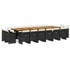 Image de vidaXL Ensemble à manger de jardin 17 pcs coussins noir résine tressée