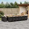 Image de vidaXL Ensemble à manger de jardin 17 pcs coussins noir résine tressée