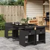 Image de vidaXL Ensemble à manger de jardin coussins 5pcs Noir Résine tressée