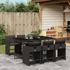 Image de vidaXL Ensemble à manger de jardin coussins 7pcs Noir Résine tressée