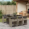 Image de vidaXL Ensemble à manger de jardin et coussins 7 pcs gris rotin