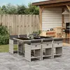 Image de vidaXL Ensemble à manger de jardin et coussins 7 pcs gris clair rotin