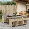 Image de vidaXL Ensemble à manger de jardin coussins 7 pcs mélange beige rotin