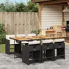 Image de vidaXL Ensemble à manger de jardin coussins 7pcs Noir Résine tressée