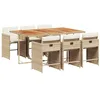 Image de vidaXL Ensemble à manger de jardin et coussins 7 pcs beige poly rotin