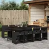 Image de vidaXL Ensemble à manger de jardin 9pcs coussins noir résine tressée