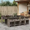 Image de vidaXL Ensemble à manger de jardin 9 pcs coussins gris résine tressée