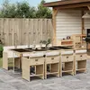 Image de vidaXL Ensemble à manger de jardin et coussins 9 pcs beige Poly rotin