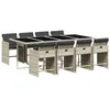 Image de vidaXL Ensemble à manger de jardin et coussins 9 pcs gris clair rotin