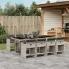 Image de vidaXL Ensemble à manger de jardin et coussins 9 pcs gris clair rotin
