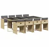 Image de vidaXL Ensemble à manger de jardin et coussins 9 pcs mélange beige