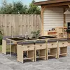 Image de vidaXL Ensemble à manger de jardin et coussins 9 pcs mélange beige
