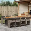 Image de vidaXL Ensemble à manger de jardin 9 pcs coussins gris résine tressée
