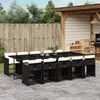 Image de vidaXL Ensemble à manger de jardin 11 pcs coussins noir résine tressée