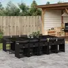 Image de vidaXL Ensemble à manger de jardin 11 pcs coussins noir résine tressée
