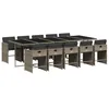 Image de vidaXL Ensemble à manger de jardin 11pcs avec coussins gris poly rotin