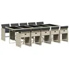 Image de vidaXL Ensemble à manger de jardin 11pcs avec coussins gris poly rotin