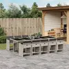 Image de vidaXL Ensemble à manger de jardin 11pcs avec coussins gris poly rotin
