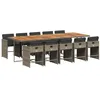 Image de vidaXL Ensemble à manger de jardin 11pcs avec coussins gris poly rotin