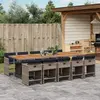Image de vidaXL Ensemble à manger de jardin 11pcs avec coussins gris poly rotin