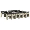 Image de vidaXL Ensemble à manger de jardin et coussins 13 pcs gris clair rotin