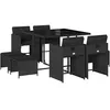 Image de vidaXL Ensemble à manger de jardin 9pcs coussins noir résine tressée