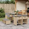 Image de vidaXL Ensemble à manger de jardin et coussins 9 pcs mélange beige