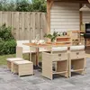 Image de vidaXL Ensemble à manger de jardin et coussins 9 pcs beige Poly rotin