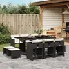 Image de vidaXL Ensemble à manger de jardin 11 pcs coussins noir résine tressée