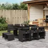 Image de vidaXL Ensemble à manger de jardin 11 pcs coussins noir résine tressée