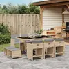 Image de vidaXL Ensemble à manger de jardin et coussins 11 pcs mélange beige